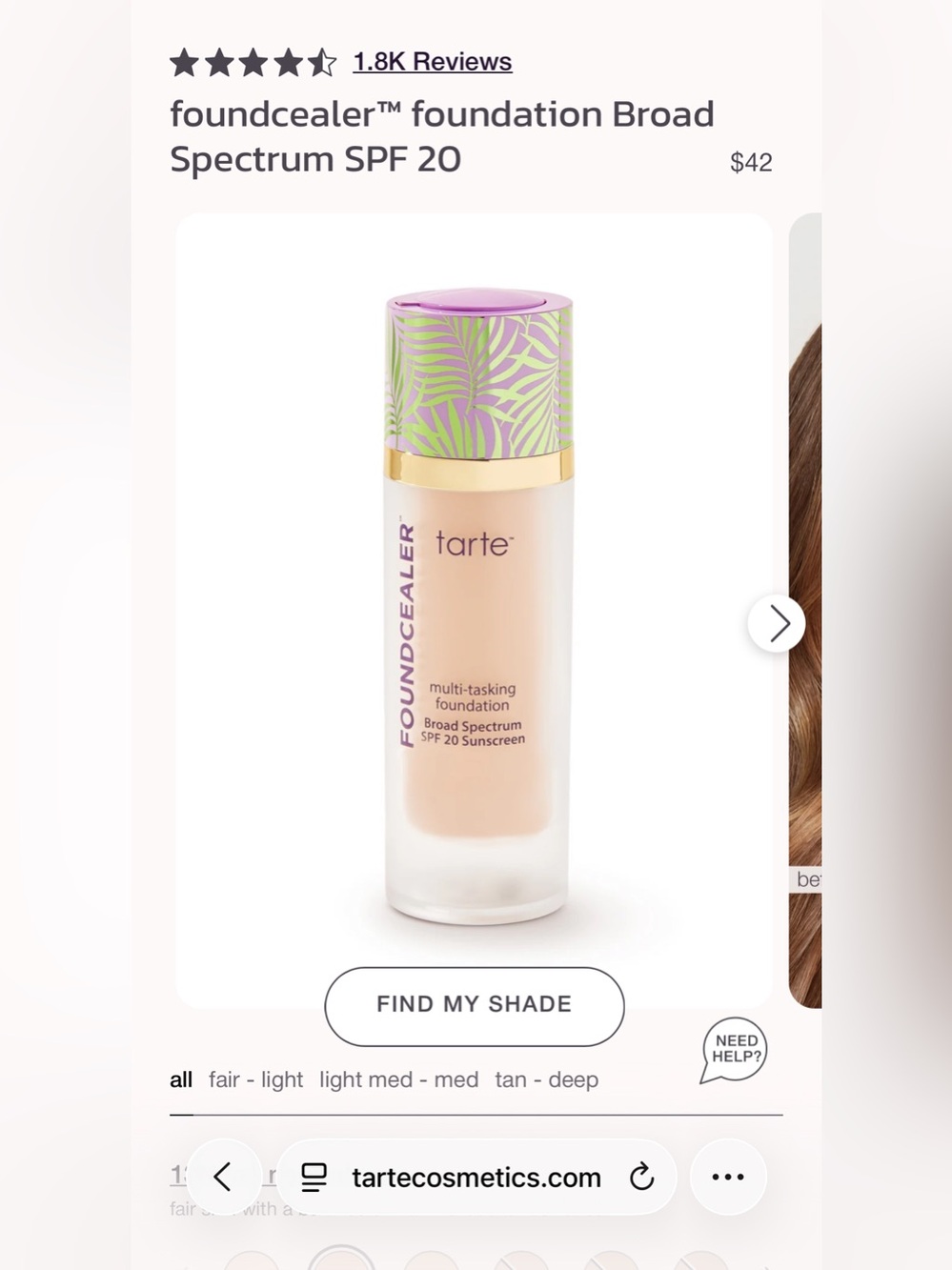 tarte Foundcealer full size 13N fair/neutral